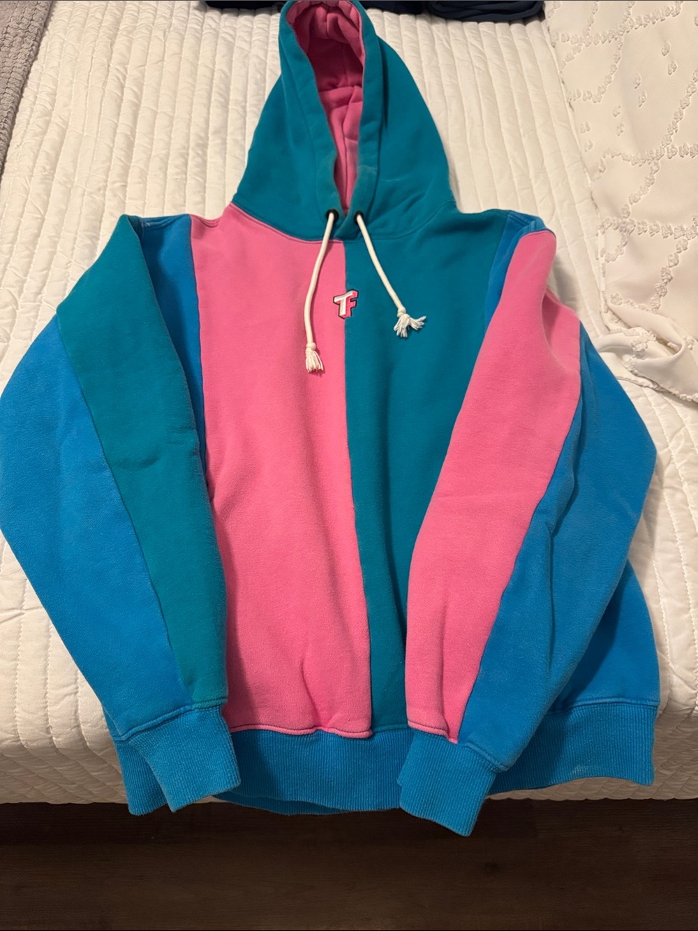 Teddy Fresh Pink & Teal Colorblock Zip-Up Hoodie